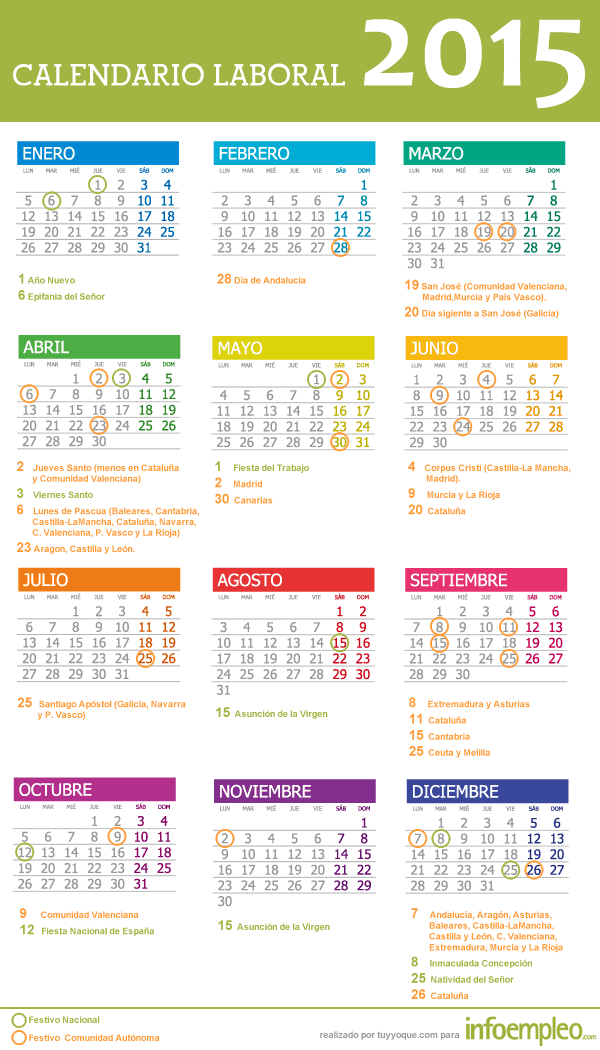 El Calendario Laboral 2015 Se Publica Con Una Fiesta Nacional Menos