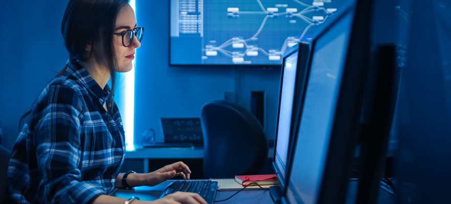 Experta en lenguaje de desarrollo web trabajando