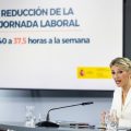 La Vicepresidenta Yolanda Diaz anunciando la reducción de la jornada laboral. Fuente: Ministerio de Trabajo y Economía Social